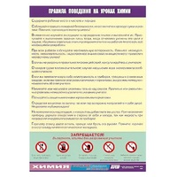 Таблица демонстрационная "Правила поведения на уроках химии" (винил 70х100) - «globural.ru» - Нижняя Тура